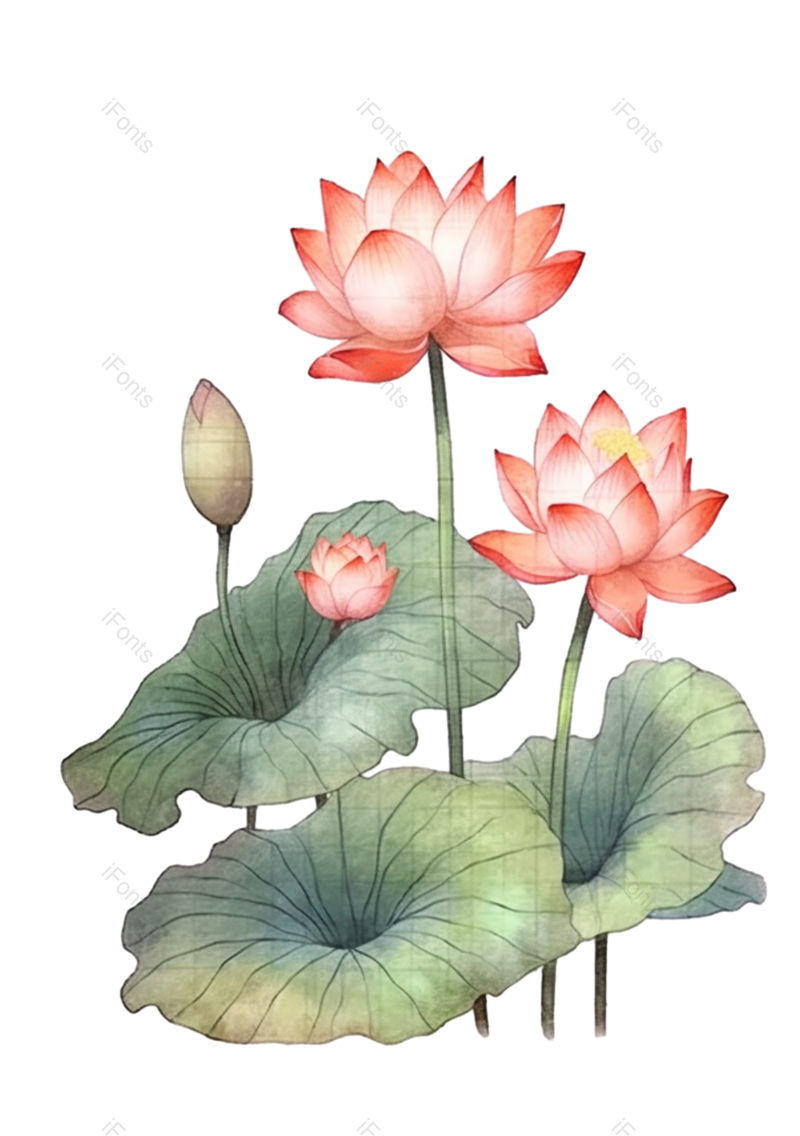 荷花图片,夏天元素,水彩画PNG,水墨画免抠素材